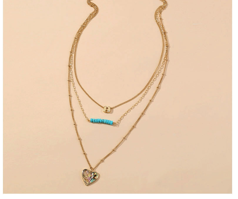 Fashion Golden Love Abalone Shell Natural Turquoise Multilayer Necklace,Chains