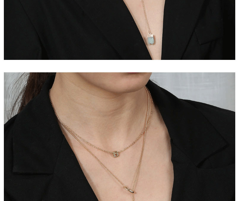 Fashion Golden Irregular Resin Alphabet Multi-layer Necklace,Chains