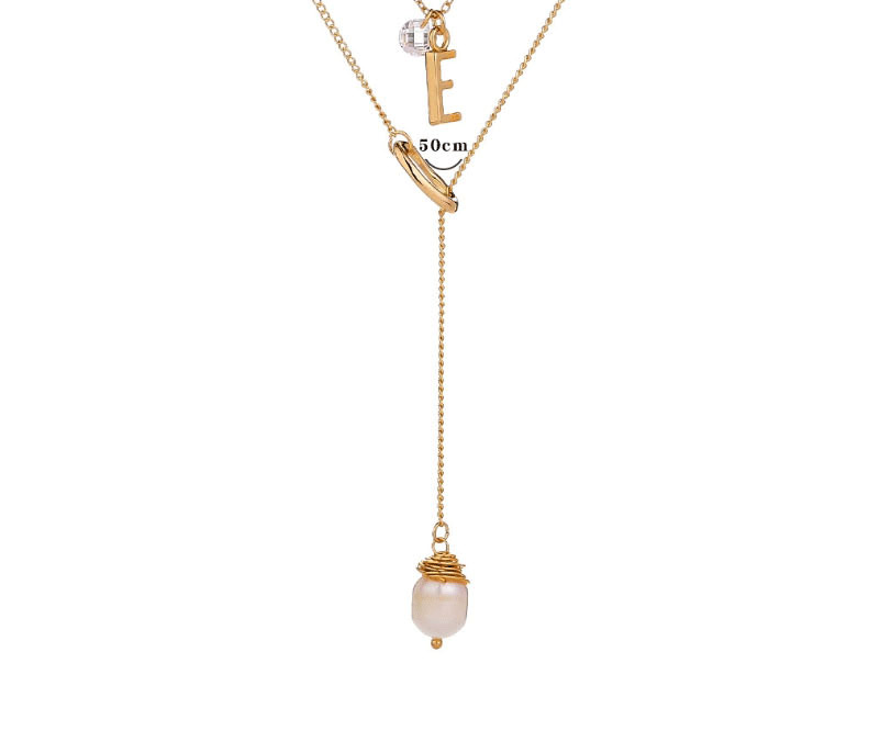 Fashion Golden Tassel Pendant Alphabet Natural Freshwater Pearl Multilayer Necklace,Chains