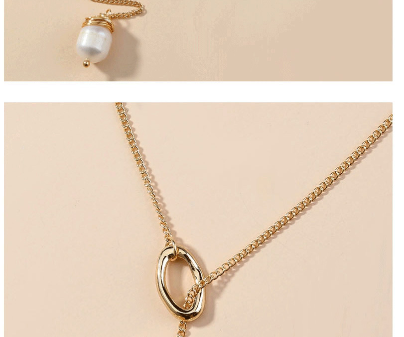 Fashion Golden Tassel Pendant Alphabet Natural Freshwater Pearl Multilayer Necklace,Chains