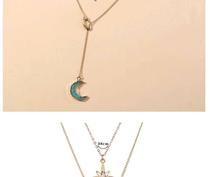 Fashion Golden Horse Eye Sun Resin Tassel Moon Multilayer Necklace,Chains