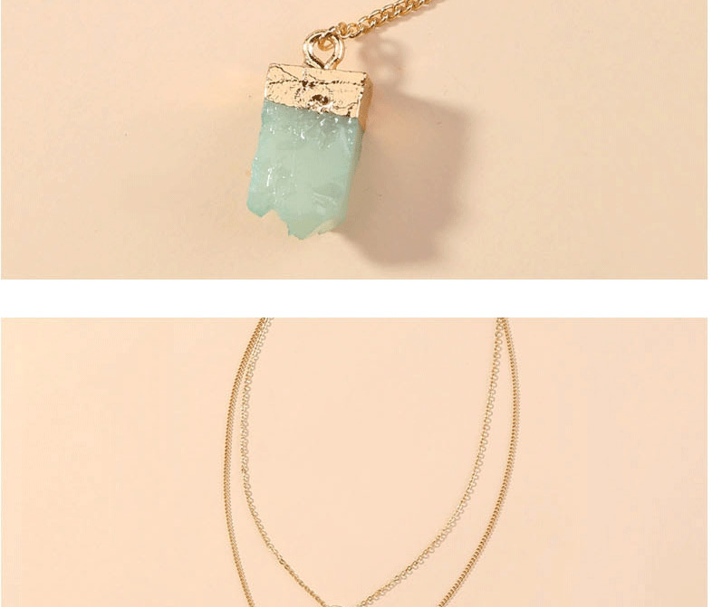 Fashion Golden Letter Resin Imitation Natural Stone Tassel Pendant Multilayer Necklace,Chains