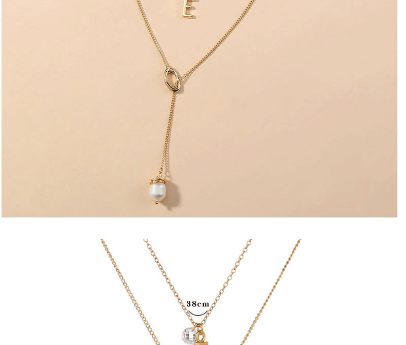Fashion Golden Alphabet Natural Freshwater Pearl Tassel Pendant Necklace,Chains
