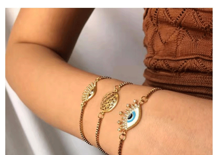 Fashion Round Gold-plated Diamond-set Diamond Dripping Eye Adjustable Bracelet,Fashion Bracelets