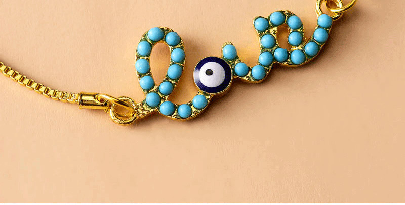 Fashion Blue Gold-plated Eye Letter Alloy Bracelet,Fashion Bracelets