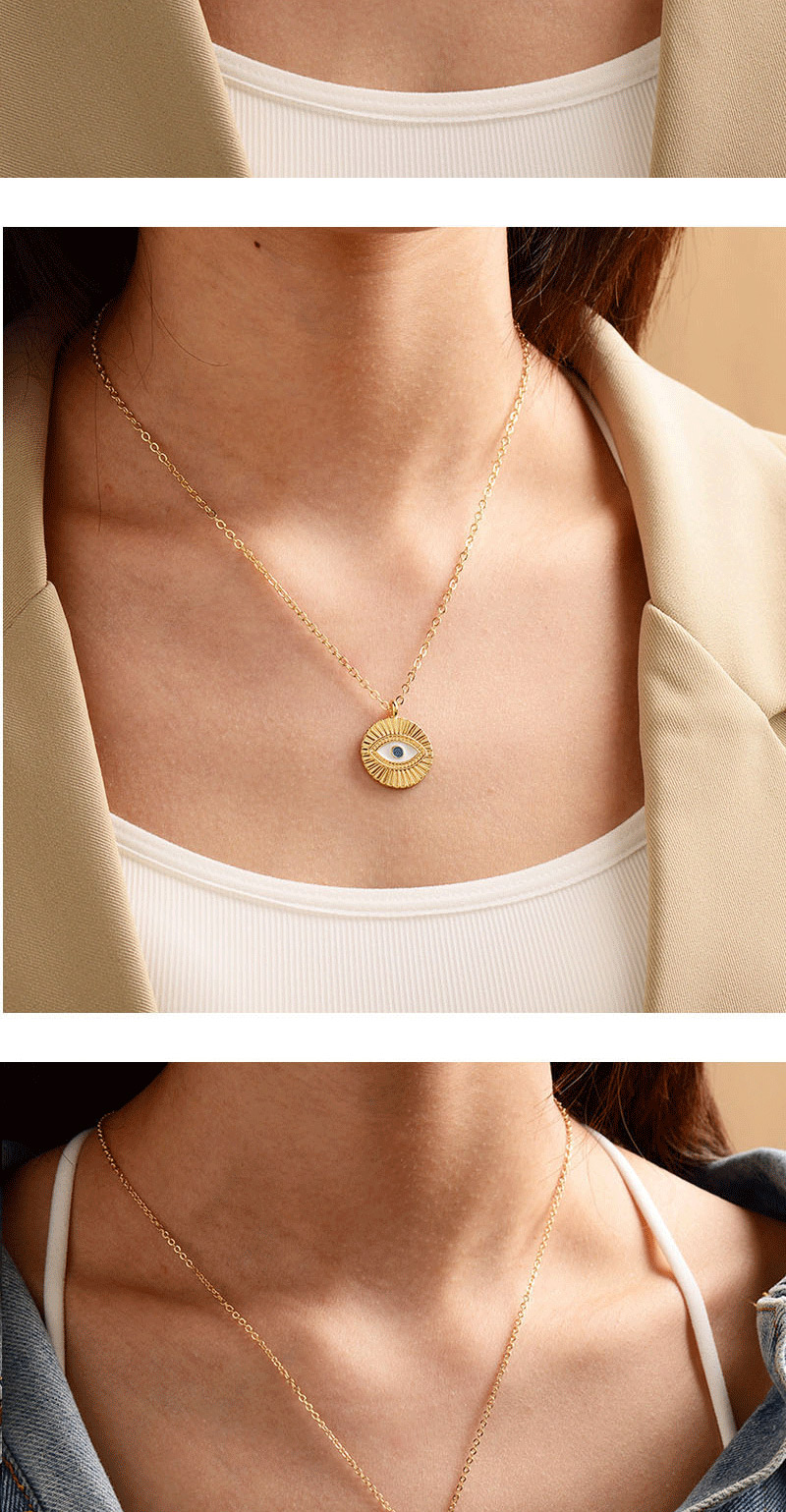 Fashion Royal Blue Eyes Gold-plated Oil Drop Eyes And Diamond Hollow Bead Necklace,Pendants