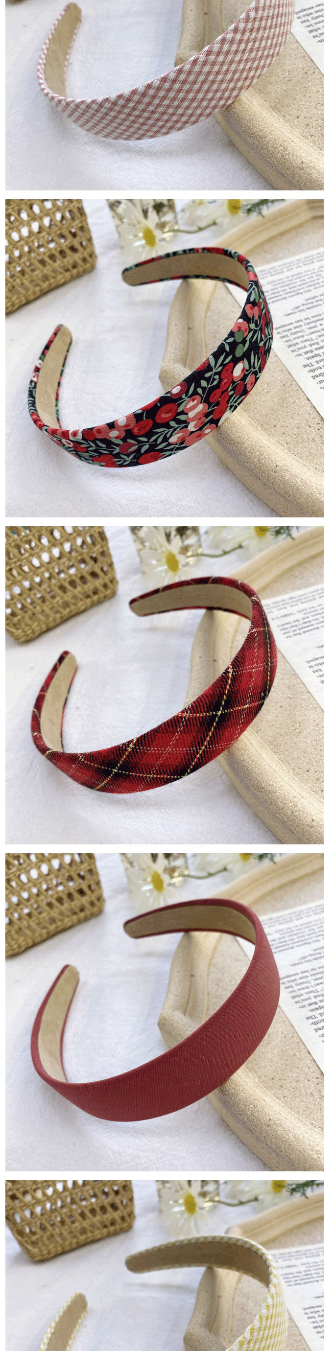 Fashion Solid Red Floral Checked Printed Broadband Hairband,Head Band