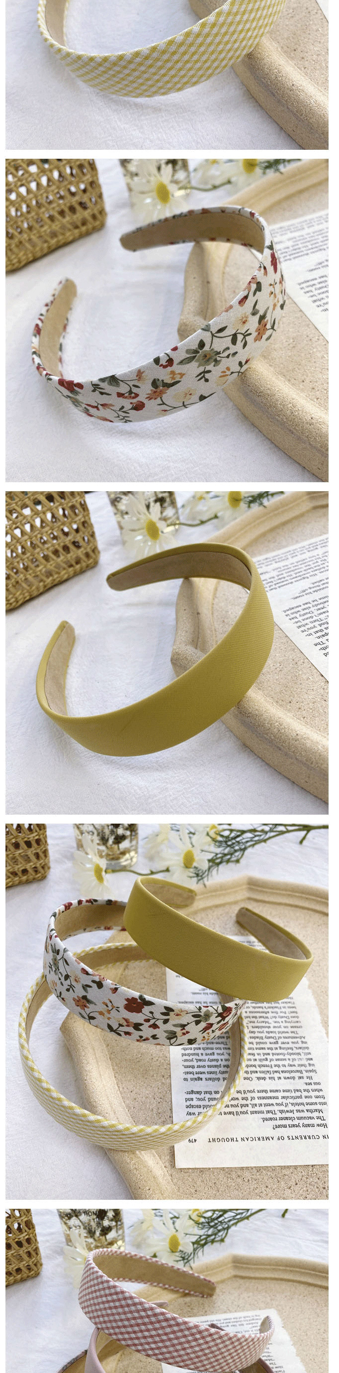 Fashion Floral Yellow Floral Checked Printed Broadband Hairband,Head Band