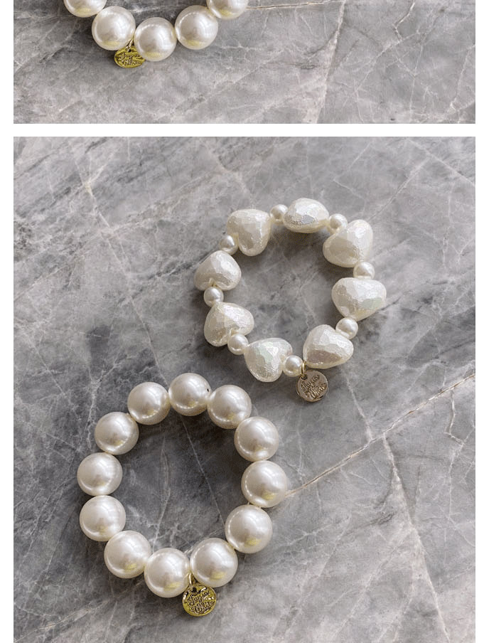 Fashion Heart Pearl Love Round Bead Matte Highlighted Hair Rope,Hair Ring