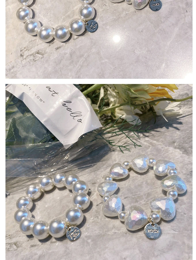 Fashion Round Bead Pearl Love Round Bead Matte Highlighted Hair Rope,Hair Ring