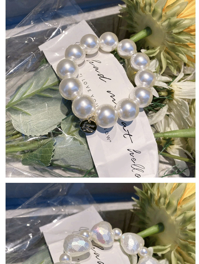 Fashion Round Bead Pearl Love Round Bead Matte Highlighted Hair Rope,Hair Ring