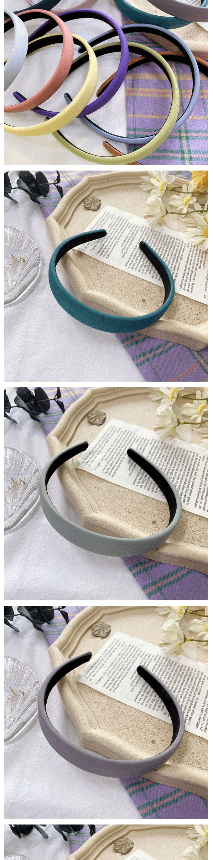 Fashion Gray Sponge Solid Color Wide-brimmed Fabric Headband,Head Band