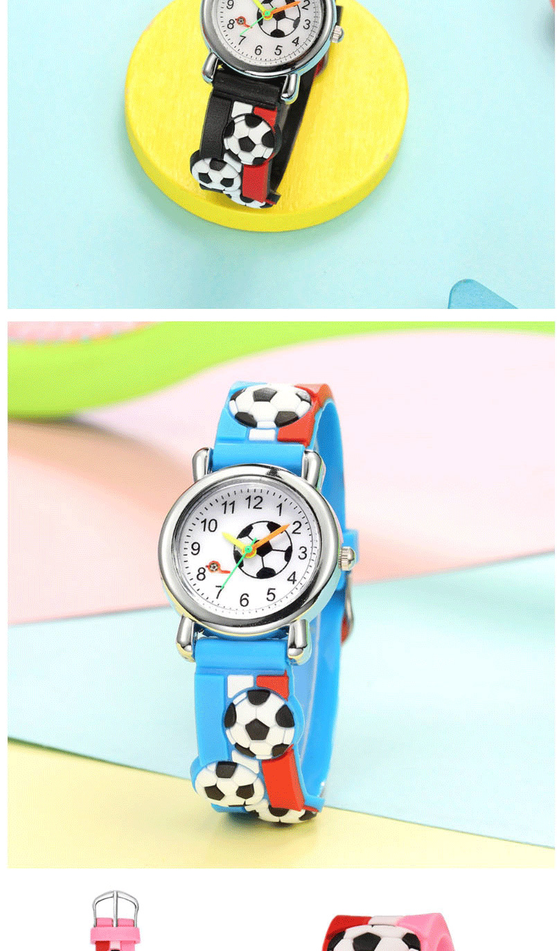 Fashion Sky Blue 3d Embossed Stripe Plastic Band Football Children Watch,Ladies Watches