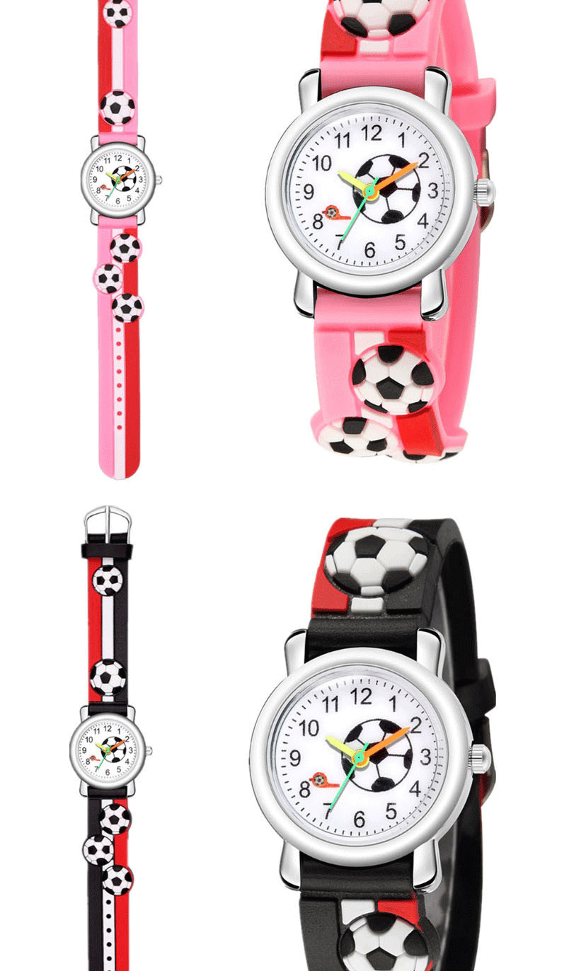 Fashion Pink 3d Embossed Stripe Plastic Band Football Children Watch,Ladies Watches
