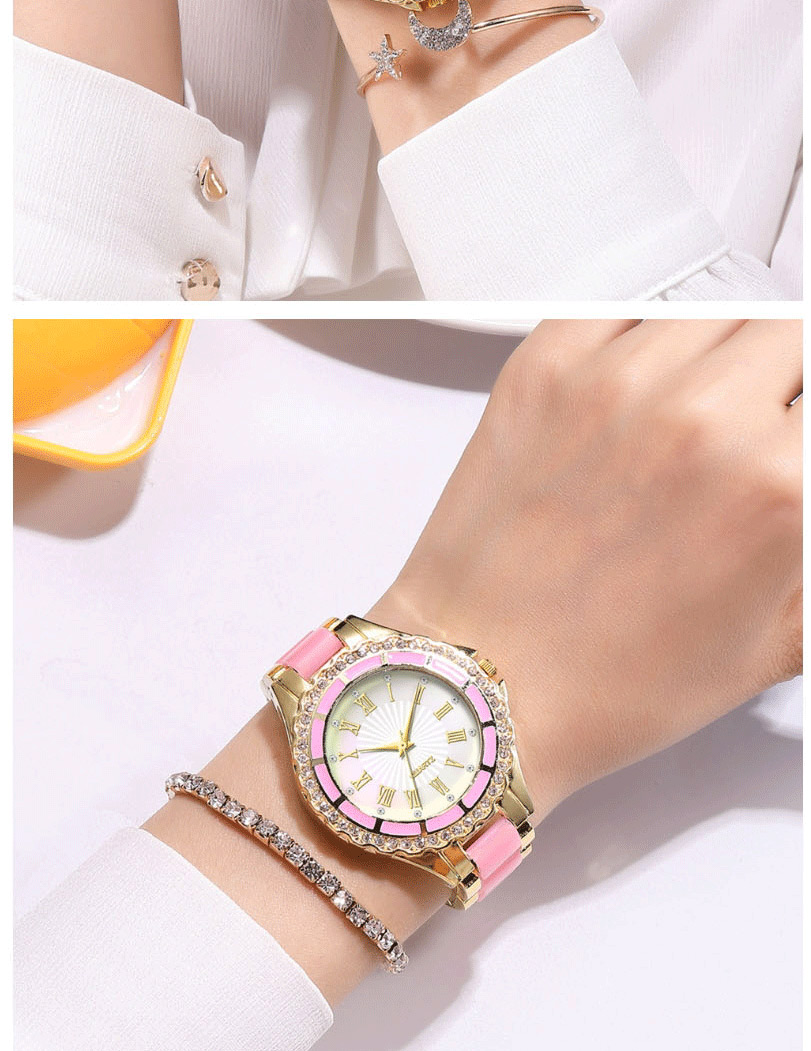 Fashion Red Diamond Quartz Acrylic Quartz Watch,Ladies Watches
