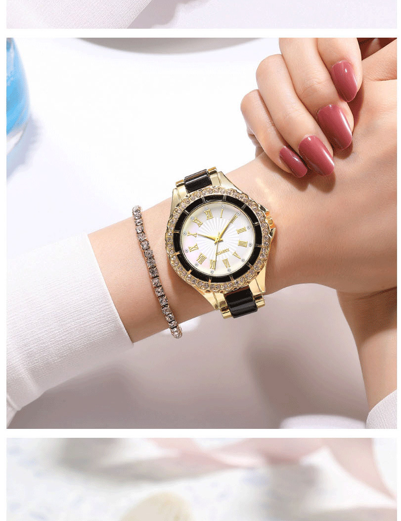 Fashion Pink Diamond Quartz Acrylic Quartz Watch,Ladies Watches