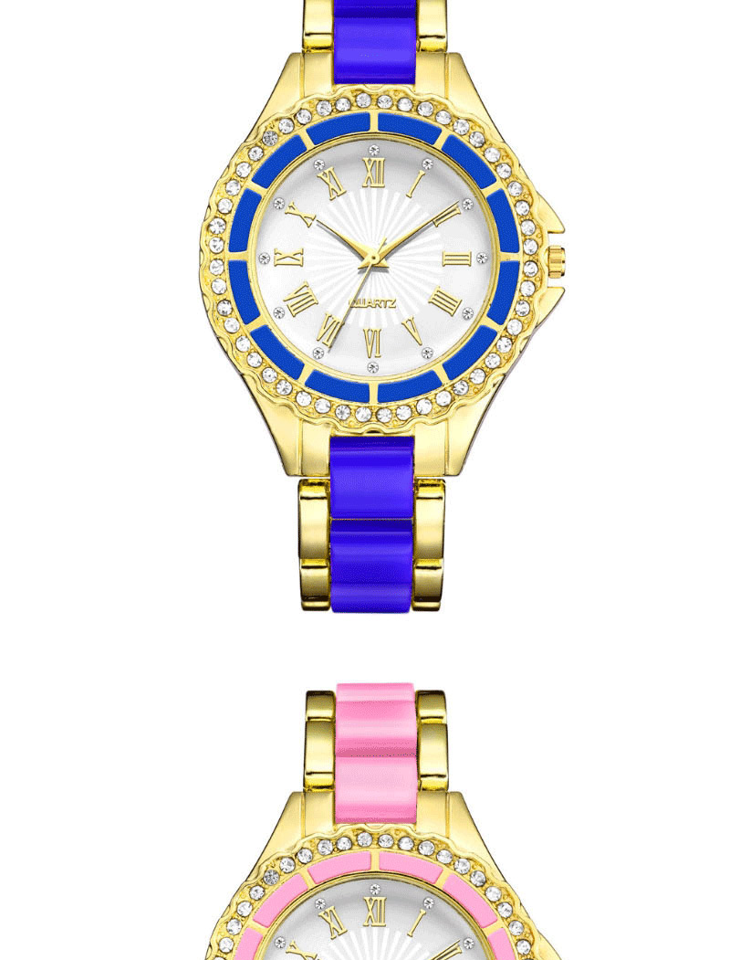 Fashion Blue Diamond Quartz Acrylic Quartz Watch,Ladies Watches