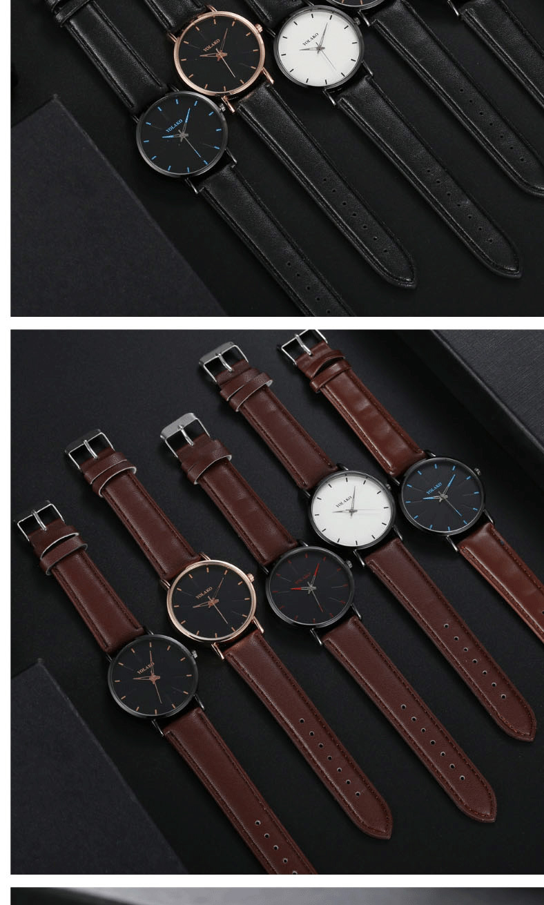 Fashion Brown Noodles Large Dial Stainless Steel Men