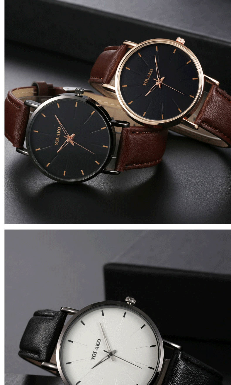 Fashion Brown Red Needle Large Dial Stainless Steel Men