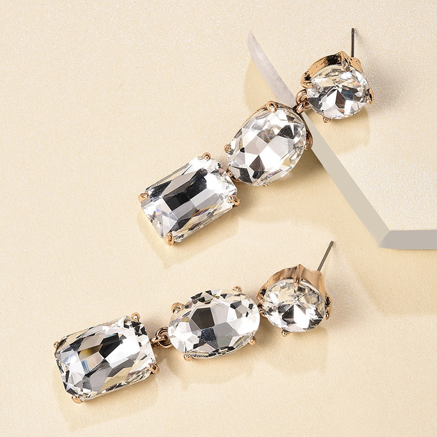 Fashion White Geometric Shape Decorated Diamond Earrings,Drop Earrings