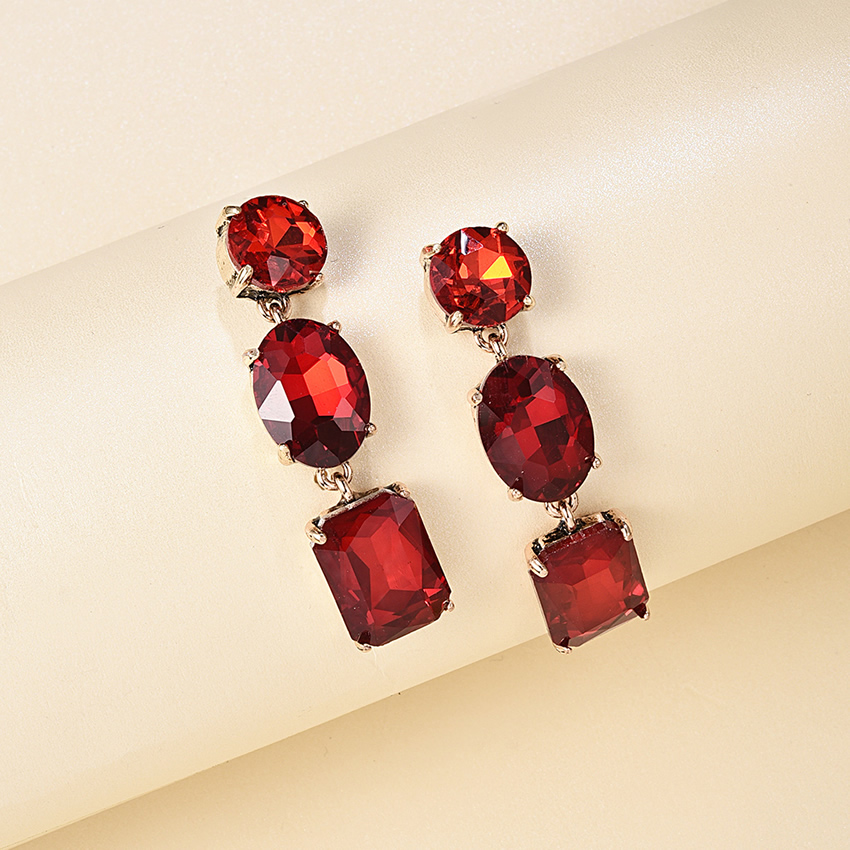Fashion Color Geometric Shape Decorated Diamond Earrings,Drop Earrings