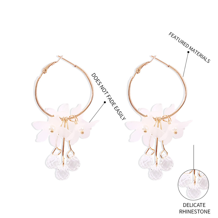 Fashion Golden Resin Flower Crystal Geometric Round Earrings,Hoop Earrings