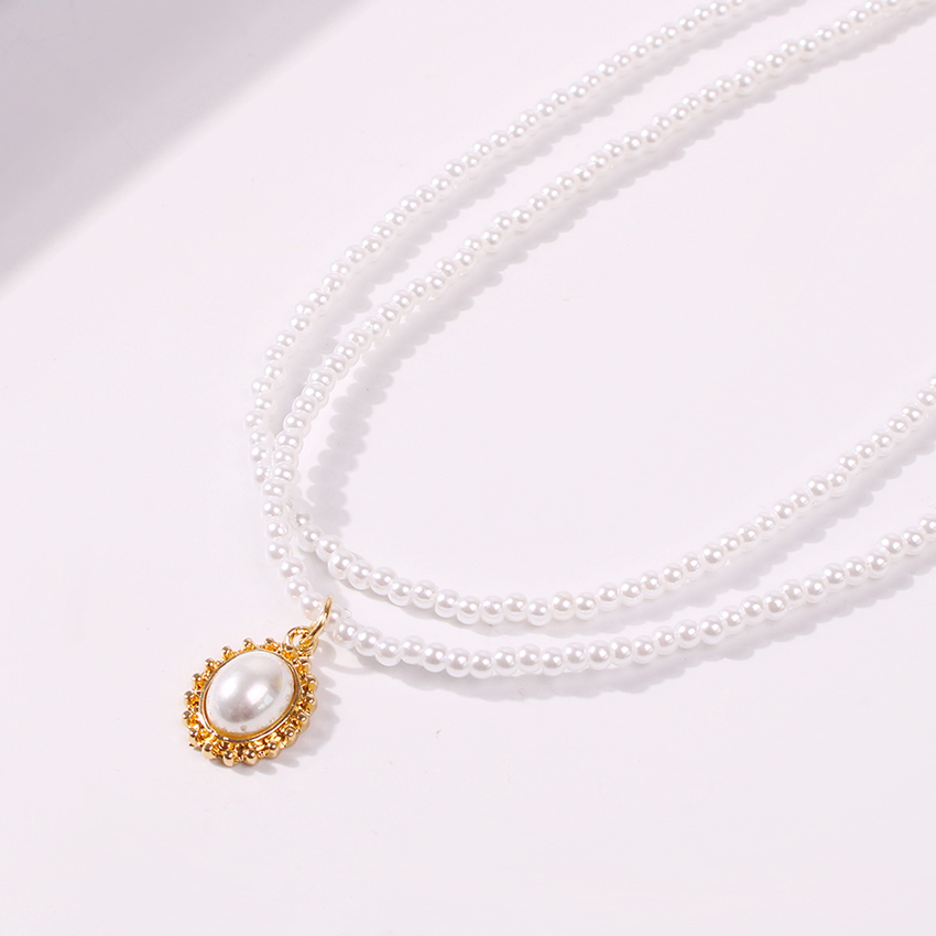 Fashion Pearl White Pearl Alloy Multi-layer Necklace,Multi Strand Necklaces