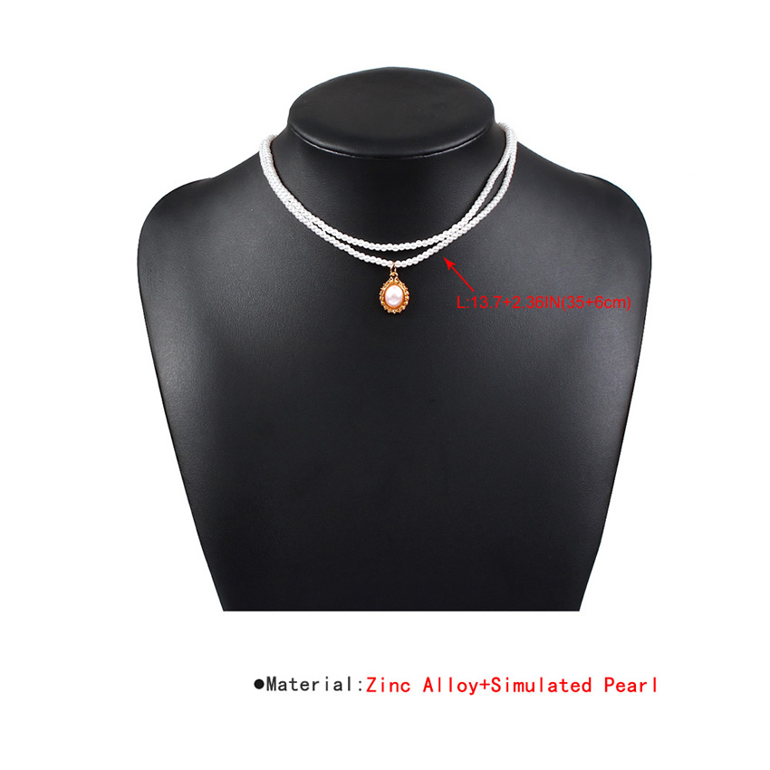 Fashion Pearl White Pearl Alloy Multi-layer Necklace,Multi Strand Necklaces
