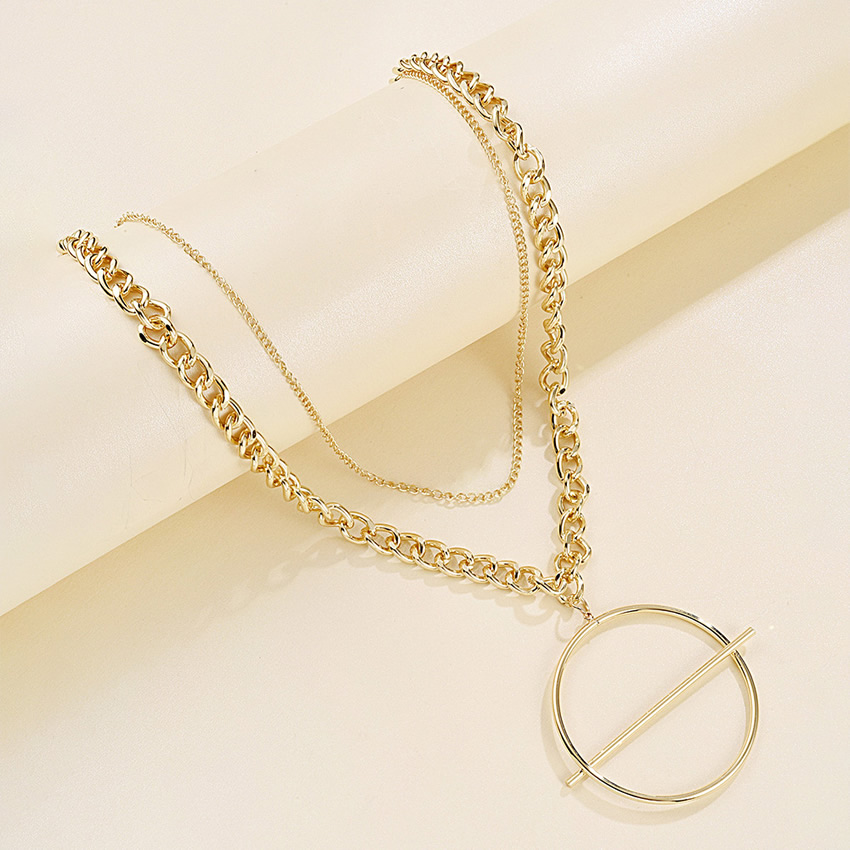 Fashion White K Ot Buckle Thick Chain Alloy Multi-layer Necklace,Multi Strand Necklaces