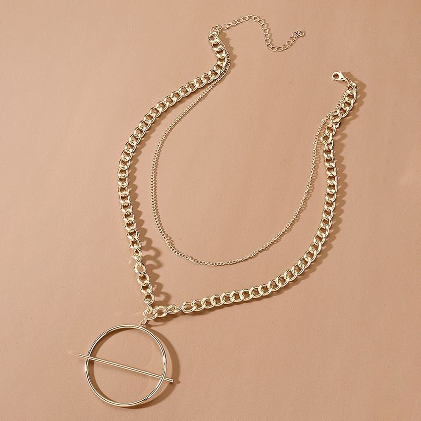 Fashion White K Ot Buckle Thick Chain Alloy Multi-layer Necklace,Multi Strand Necklaces