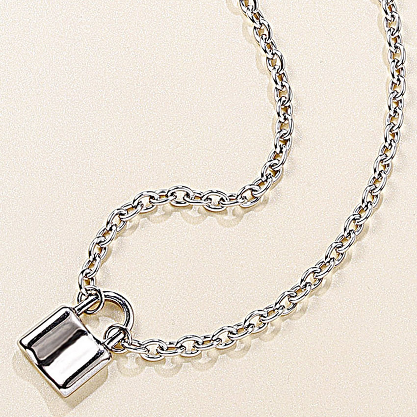 Fashion White K Lock Alloy Necklace,Chains