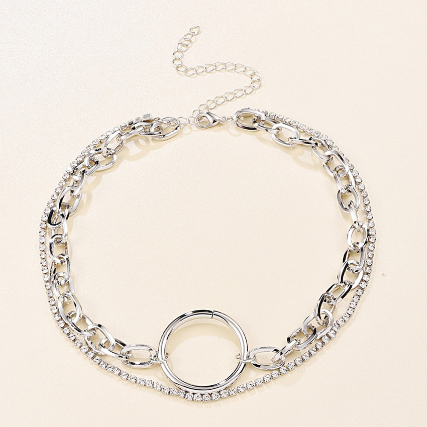 Fashion White K Round Claw Chain Alloy Multi-layer Necklace,Chains