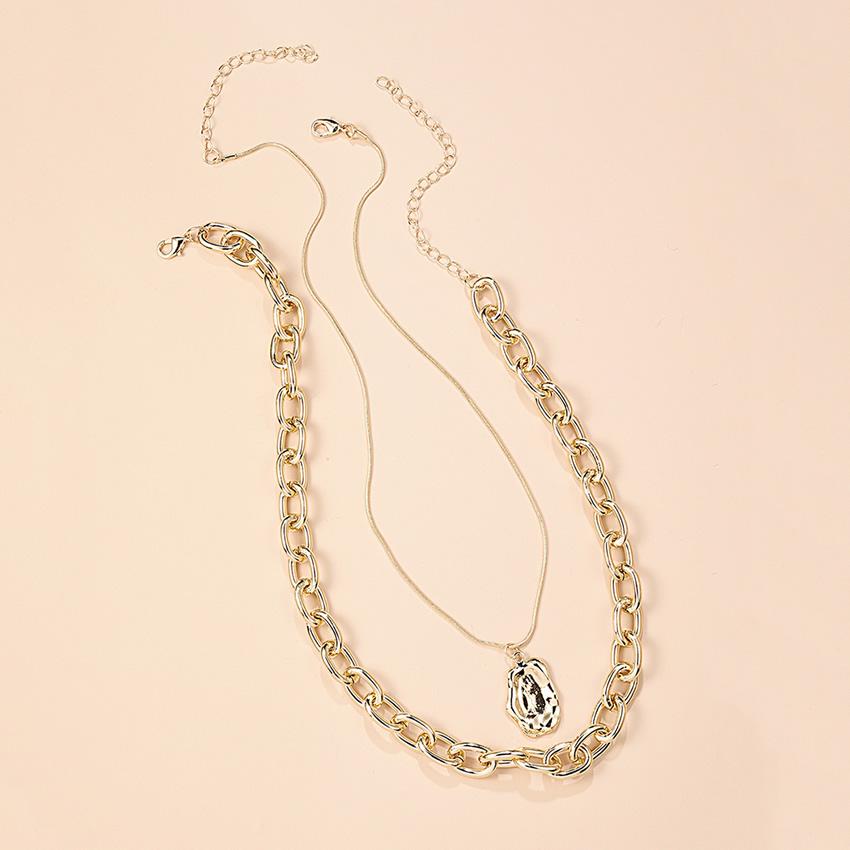 Fashion Golden Geometric Pendant Alloy Multi-layer Necklace,Chains