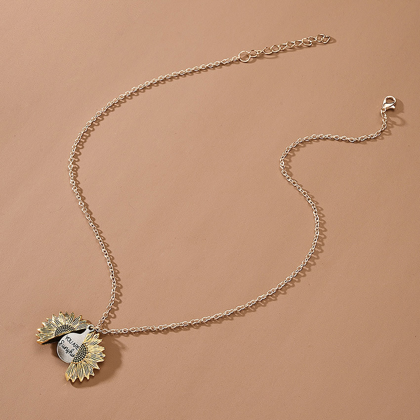 Fashion Golden Sunflower Alloy Necklace,Pendants