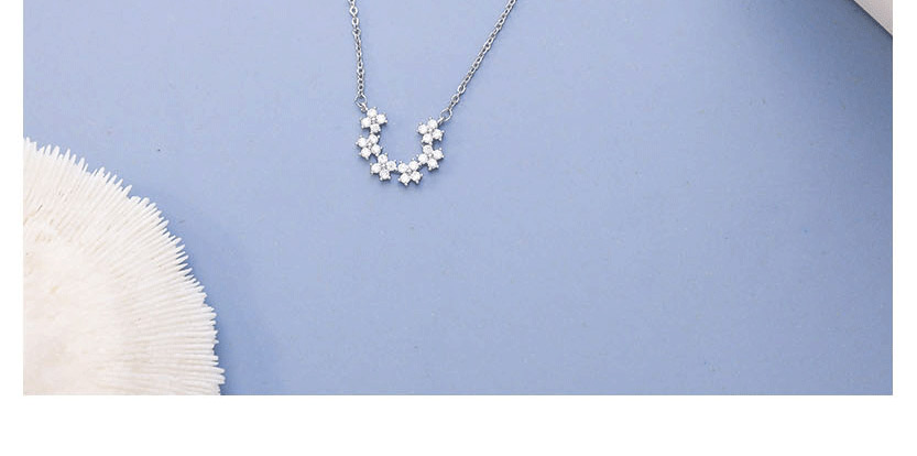 Fashion Silver U-shaped Zircon Alloy Necklace,Chains