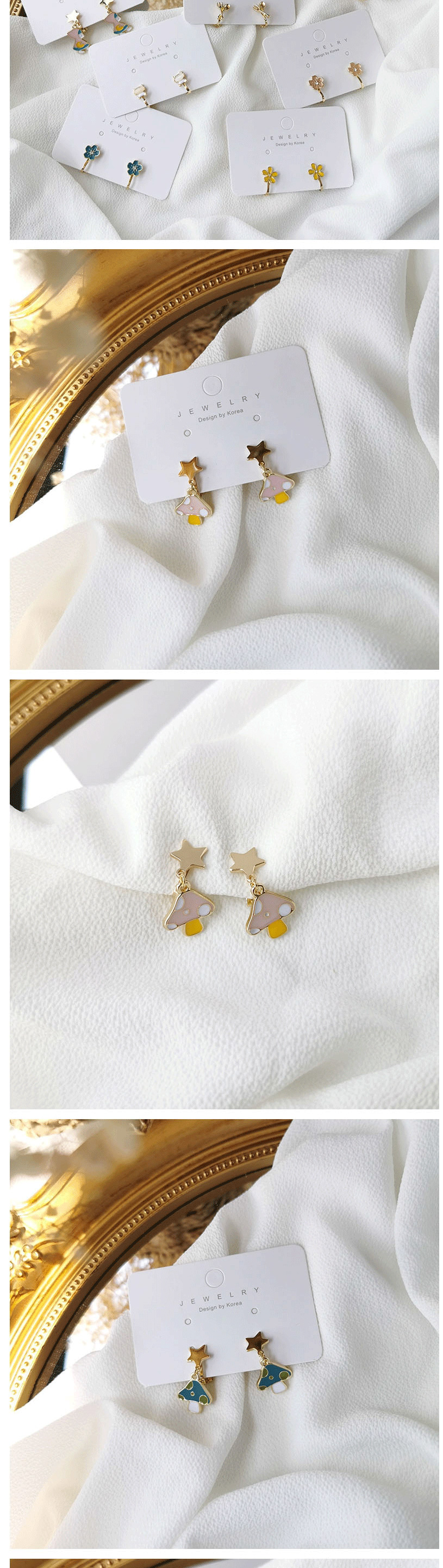 Fashion White (poached Egg) Glazed Cat Flower Fun No Pierced Ear Bone Clip,Clip & Cuff Earrings