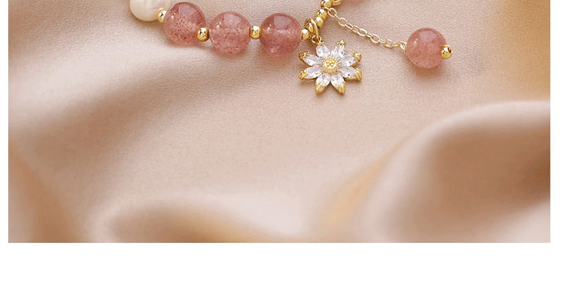 Fashion Pink Zircon Flower Strawberry Crystal Freshwater Pearl Bracelet,Fashion Bracelets