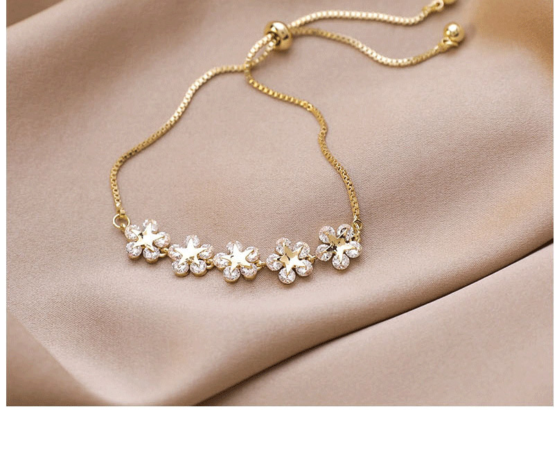 Fashion Golden Zircon Flower Alloy Bracelet,Fashion Bracelets