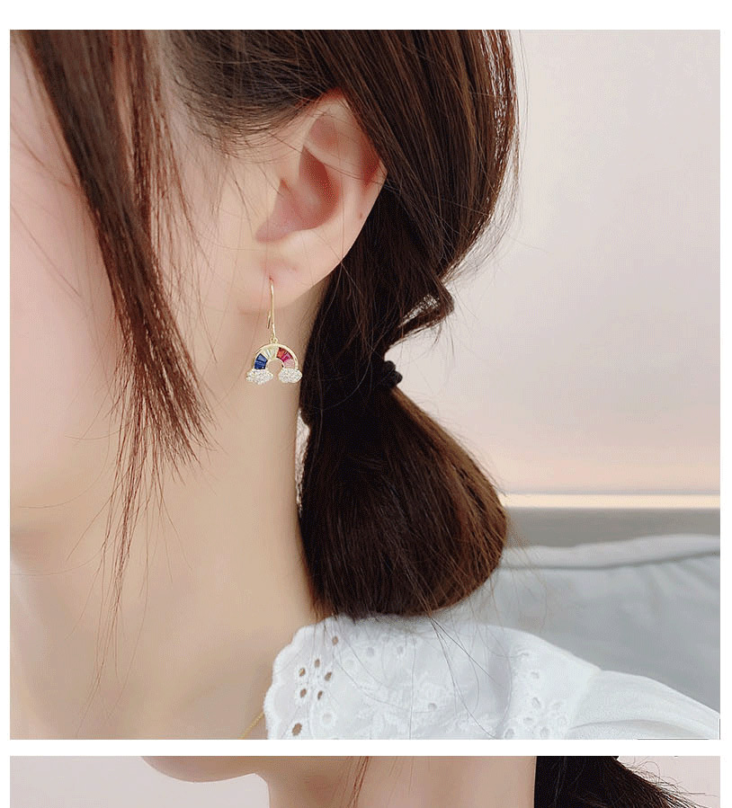 Fashion Earrings Rainbow-set Zircon Contrast Earring Necklace,Drop Earrings