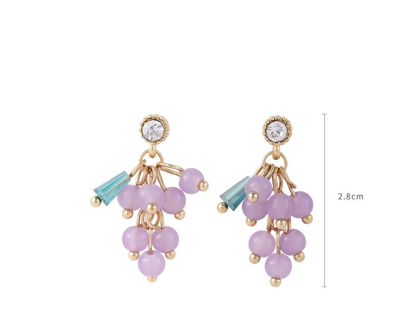Fashion Purple Grape Beaded Diamond Earrings,Drop Earrings
