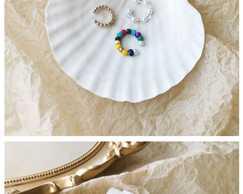 Fashion Rainbow Beads Random Colors Pearl Zirconium Diamond Rice Bead Braided Ear Piercings,Clip & Cuff Earrings