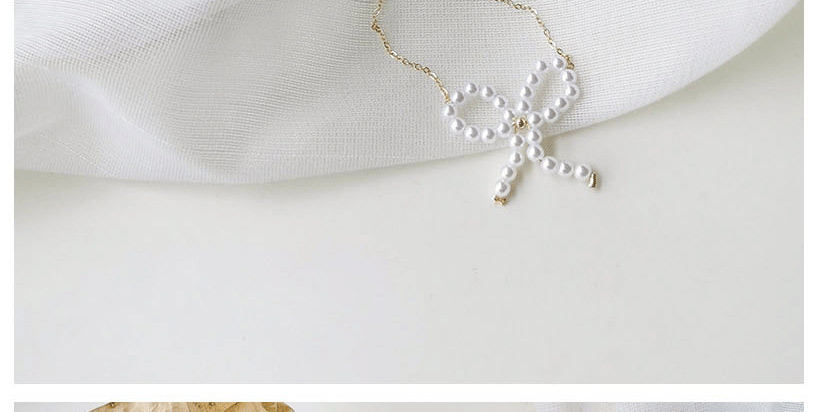 Fashion White Pearl Bowknot Hand Woven Necklace,Pendants