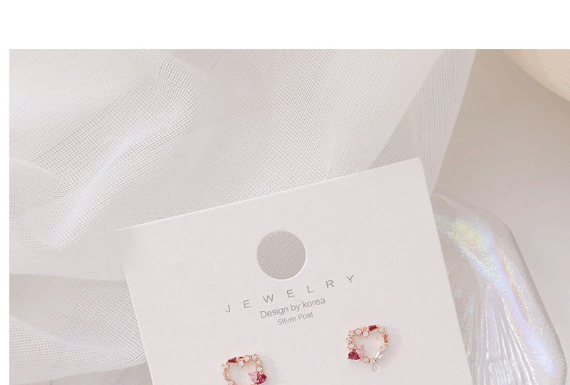 Fashion Rose Gold Micro-set Zircon Love Alloy Hollow Earrings,Stud Earrings