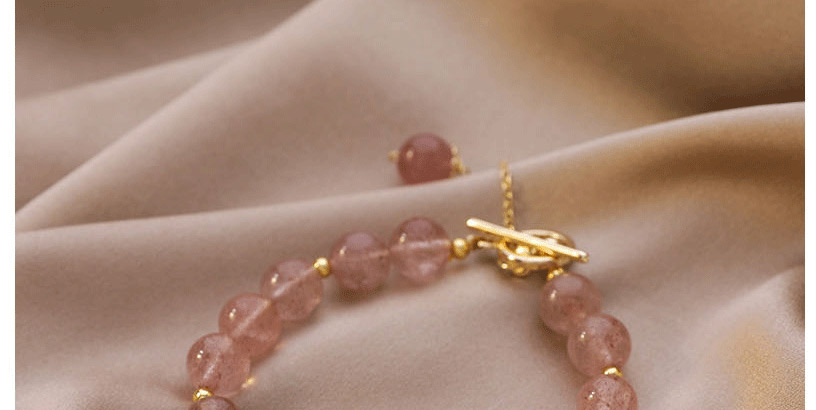 Fashion Pink Ot Buckle Bead Adjustable Strawberry Crystal Bracelet,Fashion Bracelets