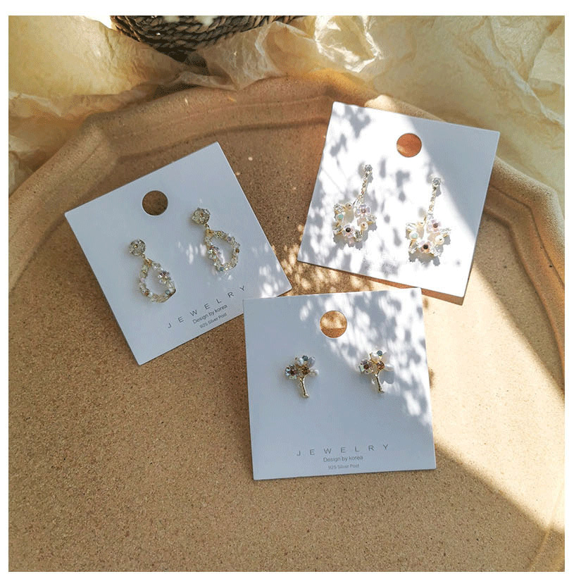 Fashion Branch Geometrical Five-pointed Star Flower Diamond Earrings,Stud Earrings