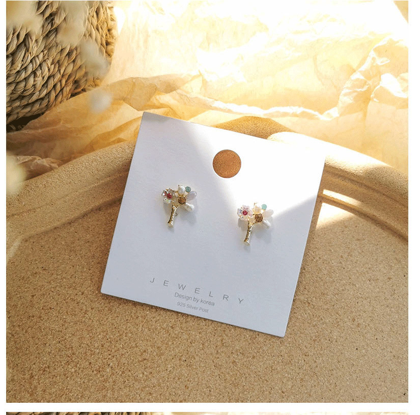 Fashion Branch Geometrical Five-pointed Star Flower Diamond Earrings,Stud Earrings