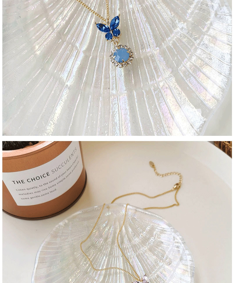 Fashion Purple Butterfly Shape Decorated Diamond Necklace,Pendants