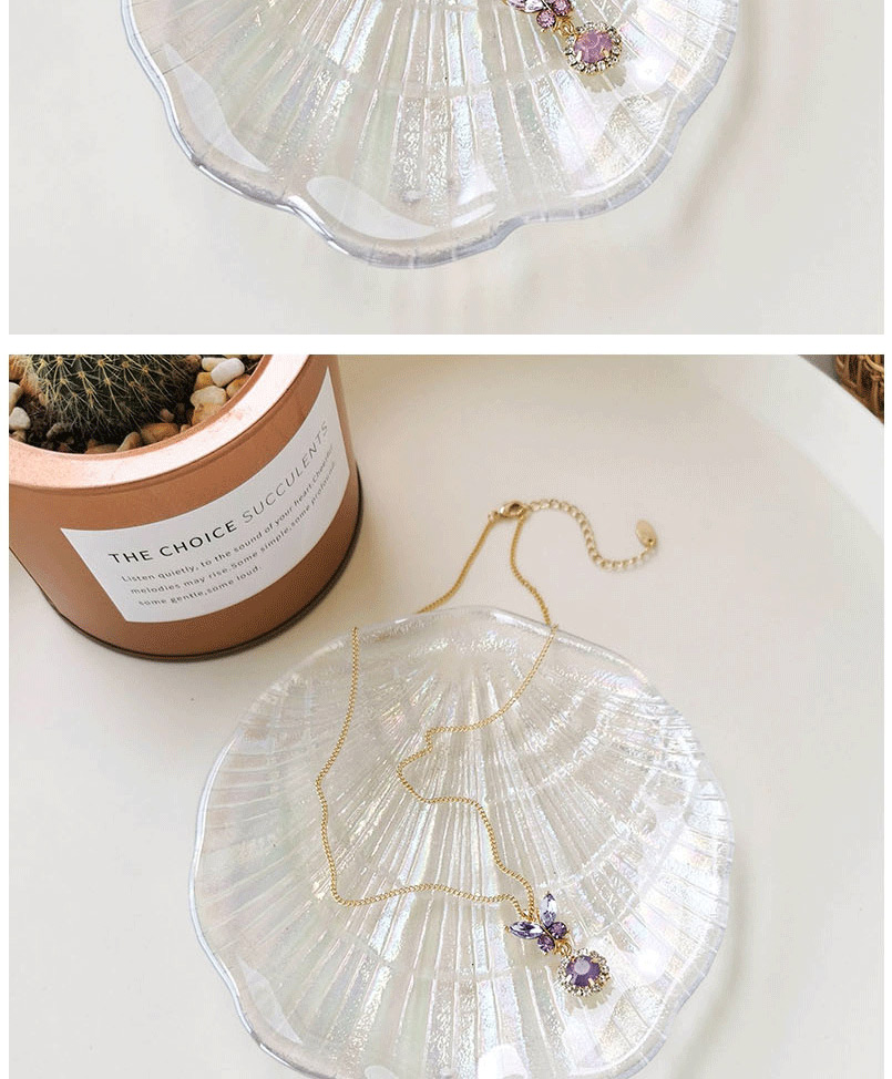 Fashion Purple Butterfly Shape Decorated Diamond Necklace,Pendants