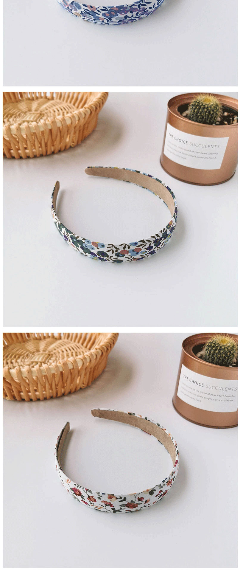 Fashion Green Series (flower Section Plaid Flower Print Wide-brimmed Headband,Head Band