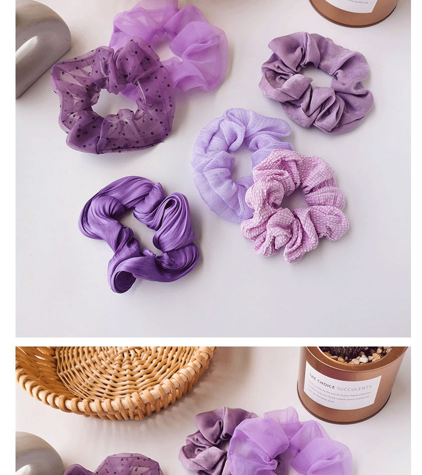 Fashion Wave Dot Purple Mesh Yarn Wave Lattice Large Intestine Loop Hair Rope,Hair Ring